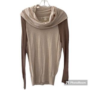 Kaisely Long Sleeve Cowl Neck 2 Tone Sweater With Button Sleeve Detail S…